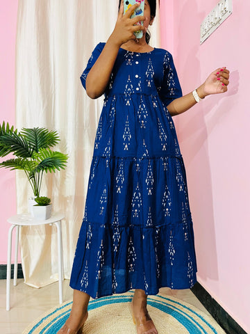 Blue ikkat dress