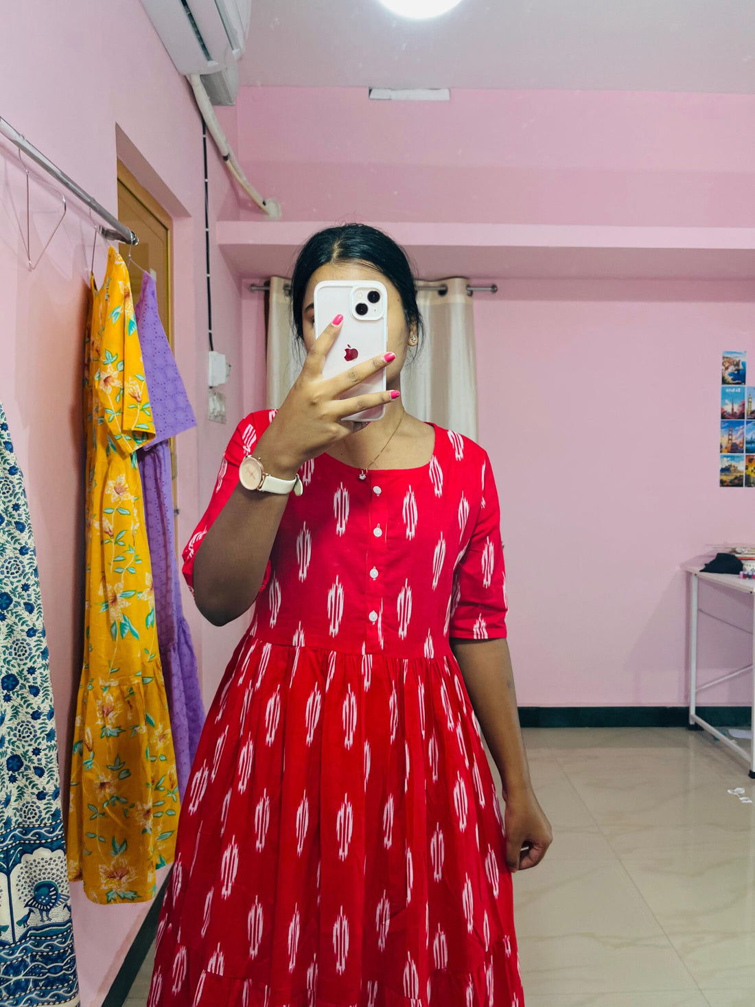 Ikkat red dress