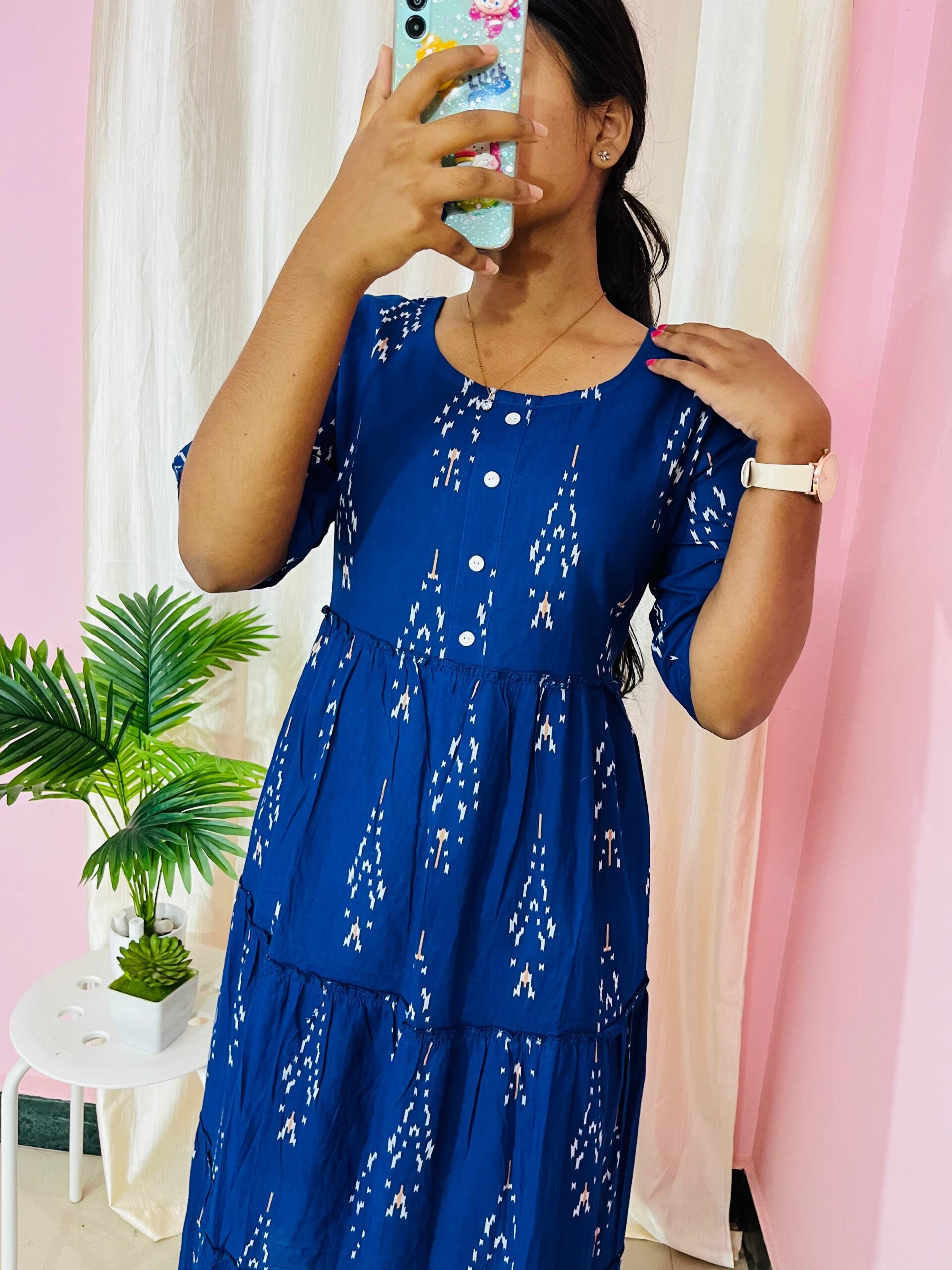 Blue ikkat dress
