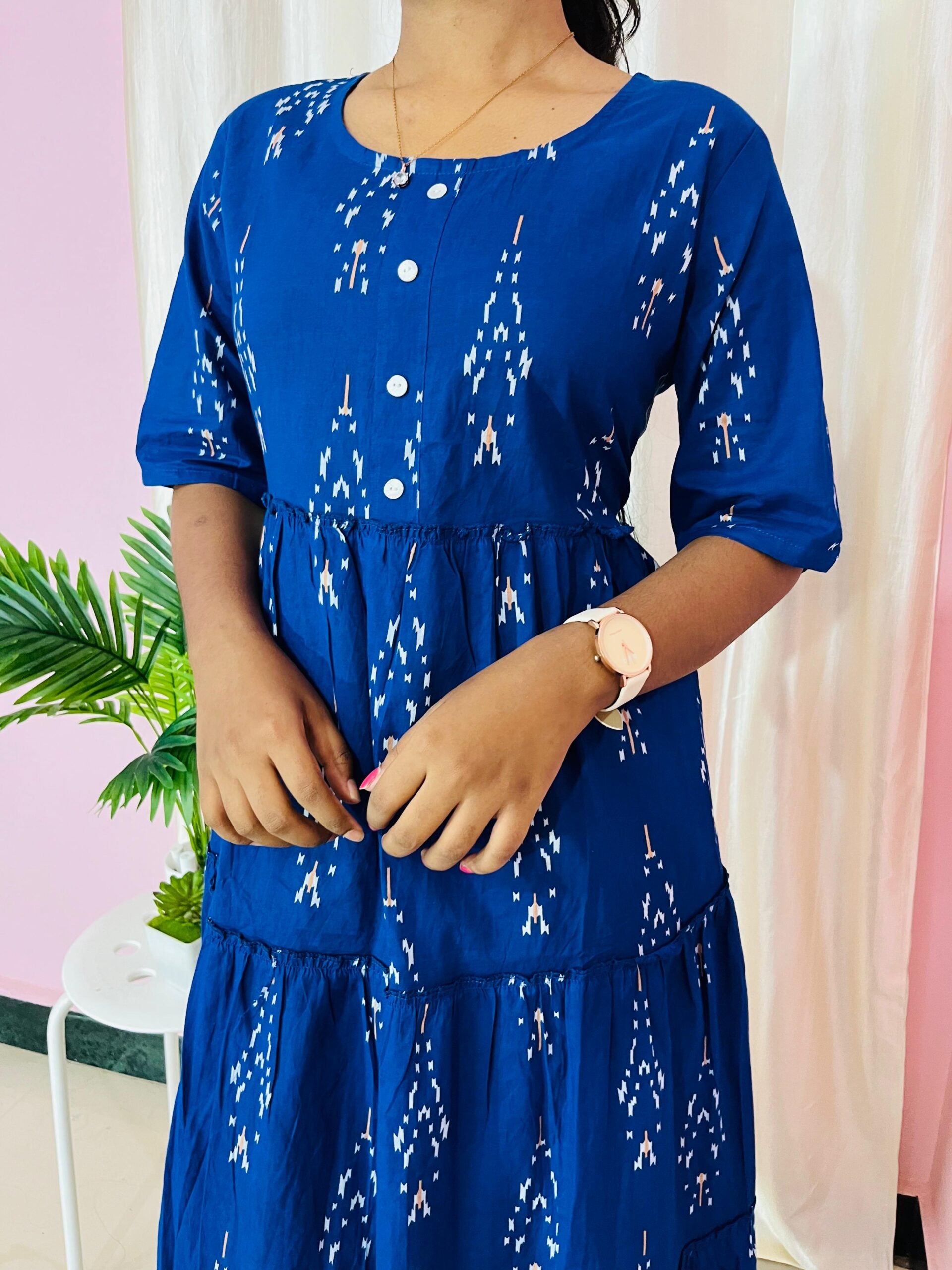 Blue ikkat dress