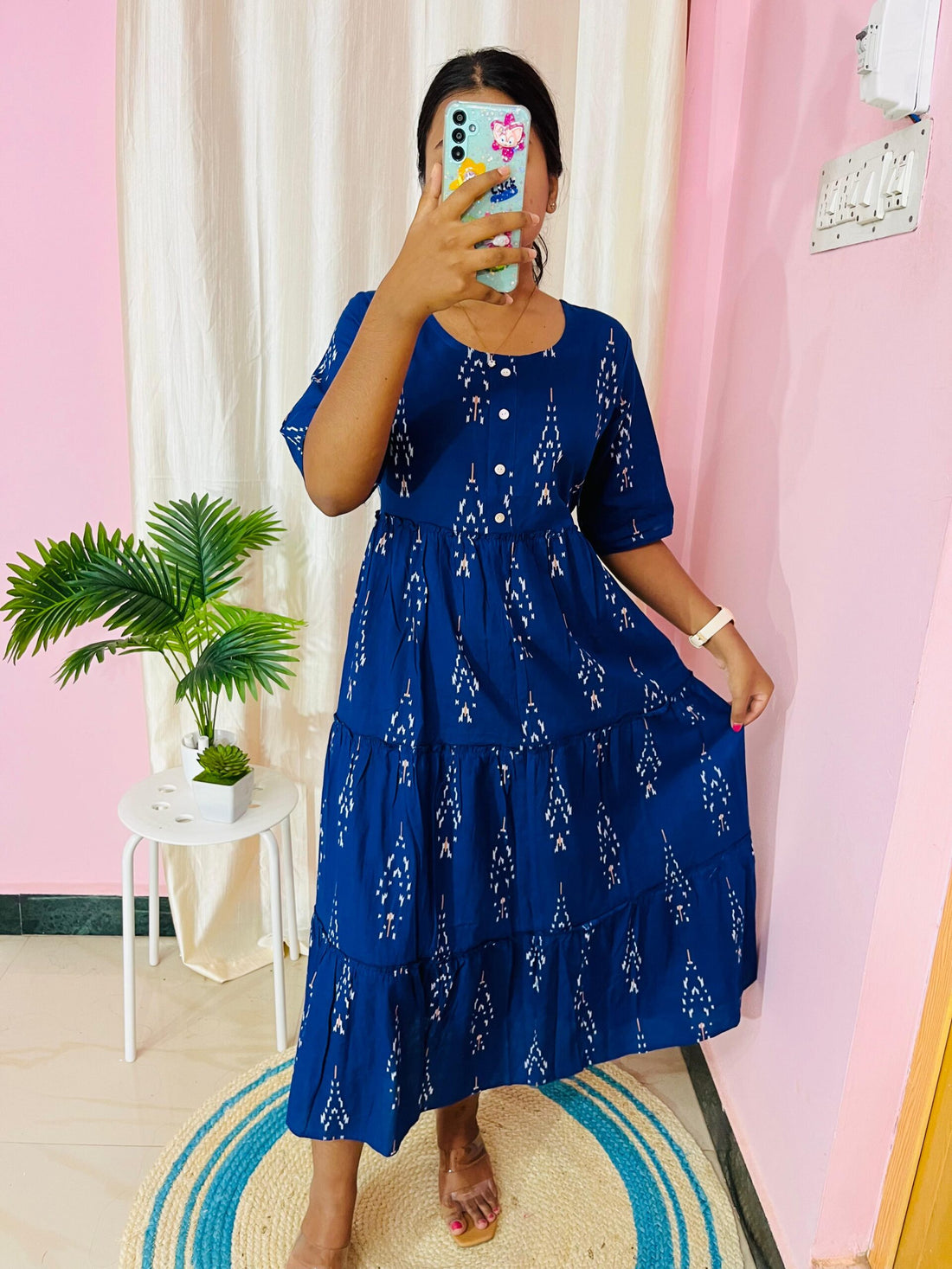 Blue ikkat dress
